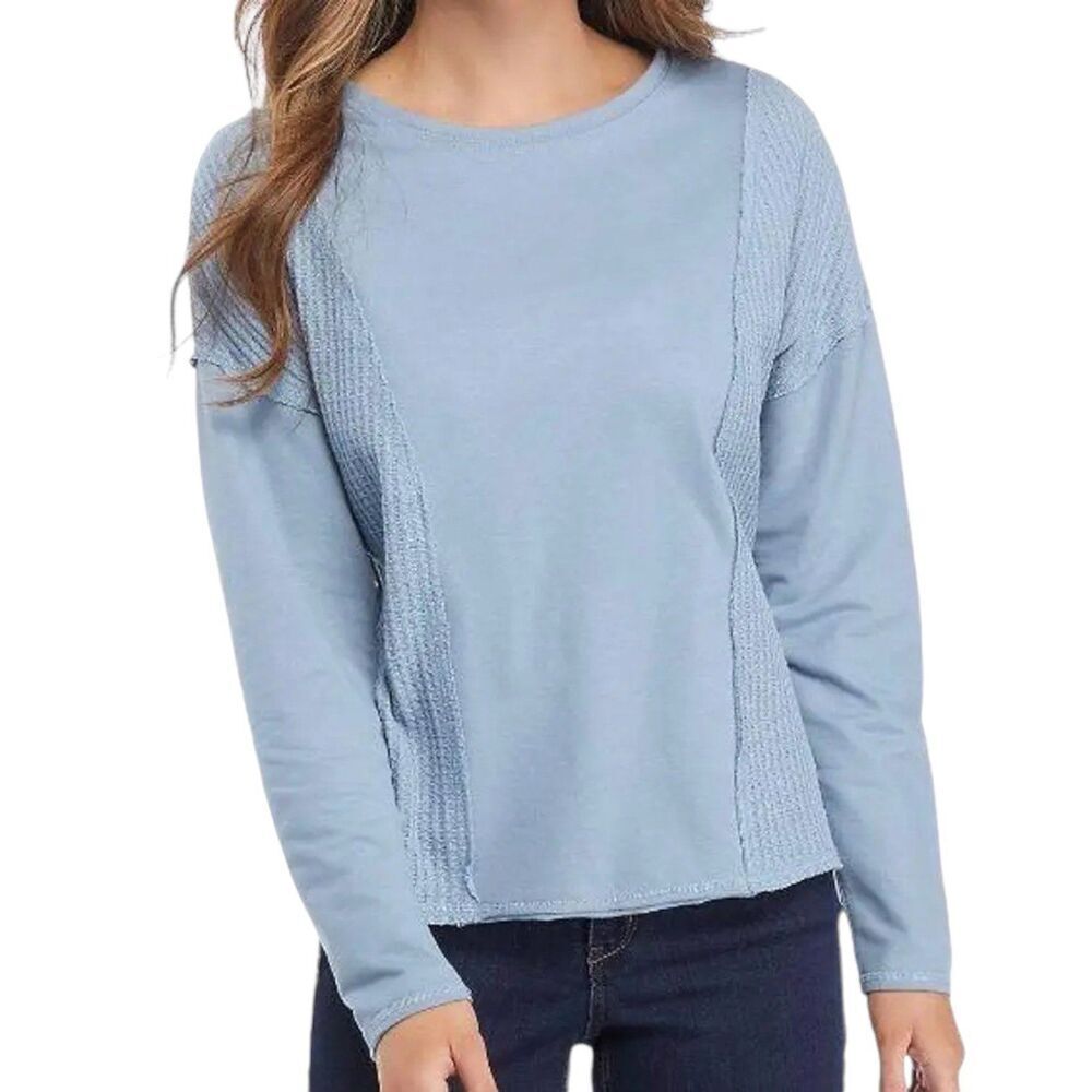 Wonderly Teal Micro Waffle Weave Long Sleeve Knit Tee XL